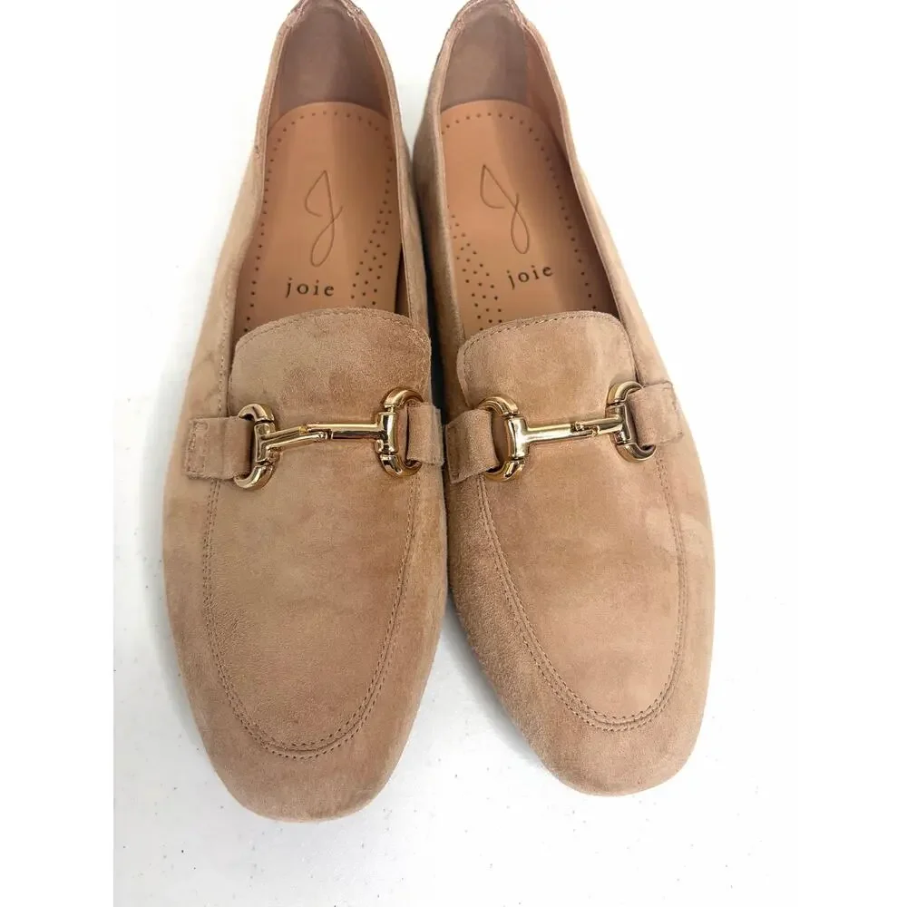 Joie Suede Horsebit Loafers Women's Sz 7.5 Tan Classic Chic Preppy Career